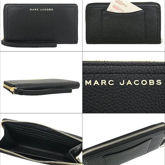 MARC JACOBS Black Logo Leather Zip Around Wallet NWT - Picture 2 of 3